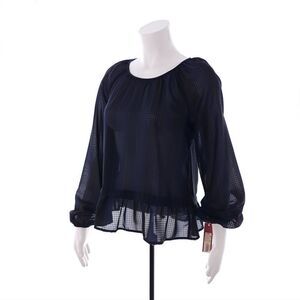 Merona Women's XS Long Sleeve Blouse Navy Blue Black